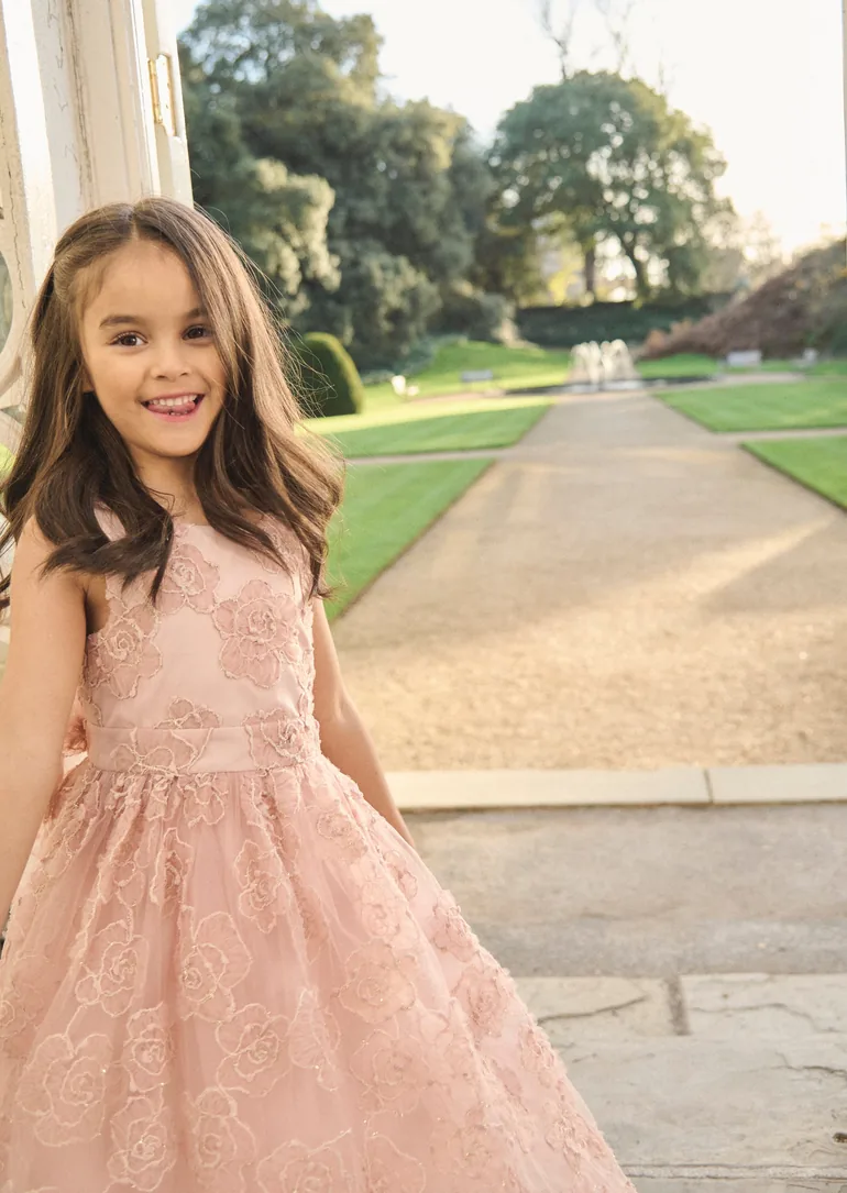 Louise Blush Embellished Bow Back Dress - 6