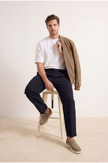 Navy Blue Wide Leg Men's Trousers