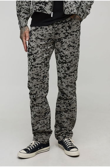 Tall Velvet Tapestry Stacked Straight Fit Trousers - multi