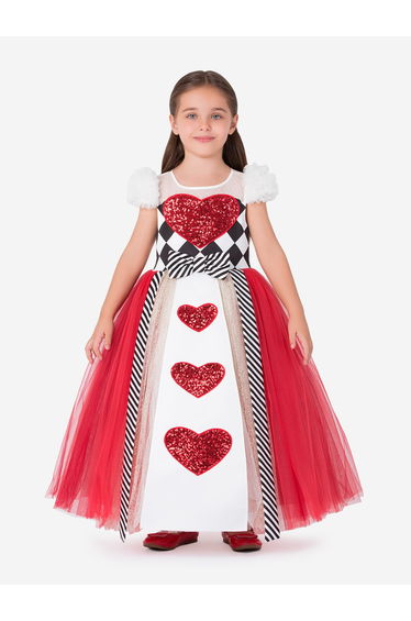 Girls Queen of Hearts Costume in Multicolour