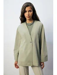 %100 COTTON BUTTON DETAILED JACKET - 1