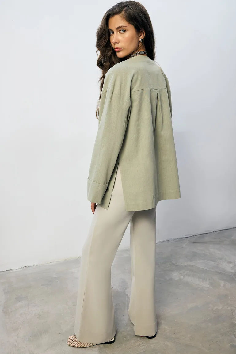 %100 COTTON BUTTON DETAILED JACKET - 2