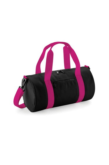 Bagbase Mini Barrel Shoulder Bag (Pack of 2) - Black/Fuchia