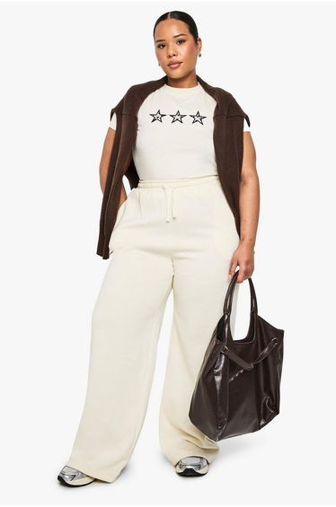 PLUS COW PRINT STAR WIDE LEG JOGGER
