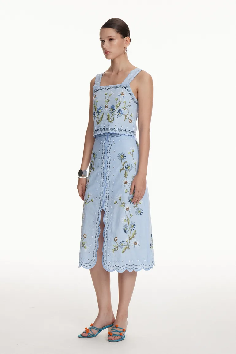 Florinda Embroidered Floral Skirt Set, Skirt - 2