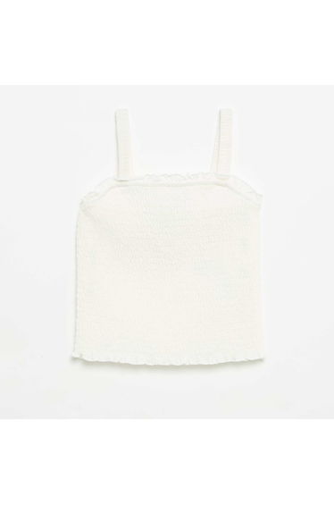 Smocked Strappy T-shirt WHITE