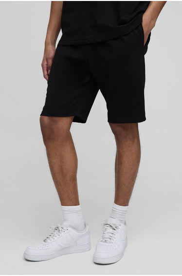 MAN. Slim Fit Mid Length Basic Lightweight Shorts - black