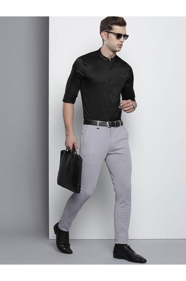 Men Black Solid Slim Fit Shirt