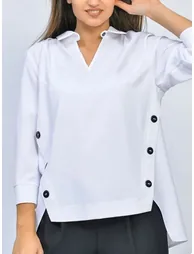 Long Sleeves Hollow Split-Joint Lapel Blouses&Shirts Tops - 4