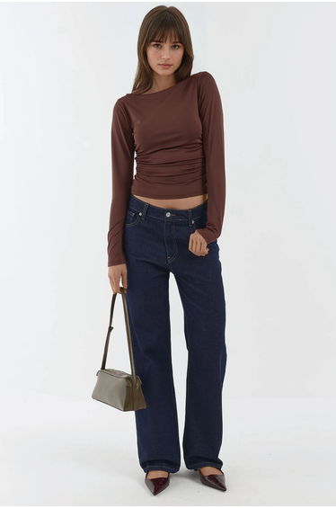 Boat Neck Long Sleeve Slim Fit Knit Top