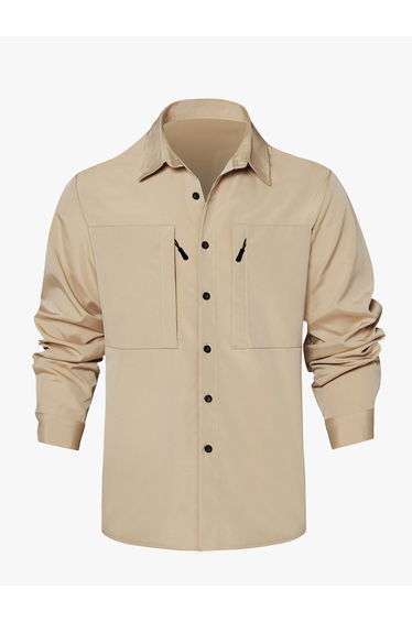 Men Solid Pocket Detail Long Sleeve Jacket