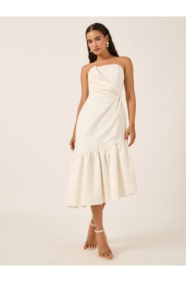 Bandeau Neck Sleeveless A-Line Midi Dress
