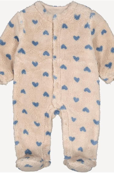 Fleece Onesie with Hearts Motif