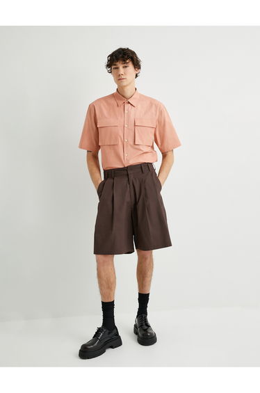 Short Sleeve Shirt Pocket Detailed Buttoned Classic Collar