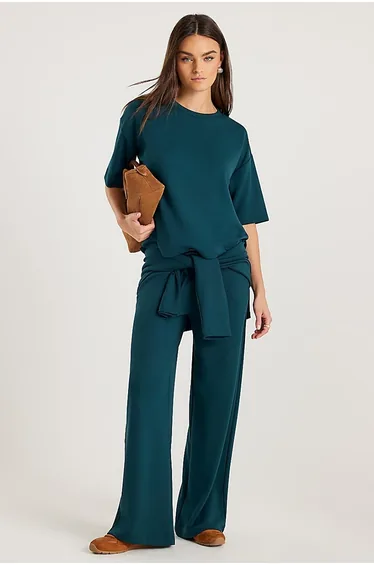 Green Premium Wide Leg Joggers