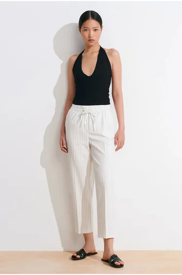 Dilvin Striped Straight-leg Woven Jogger Pants
