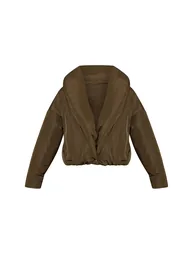 Khaki Exaggerated Collar Shell Puffer Jacket - 4