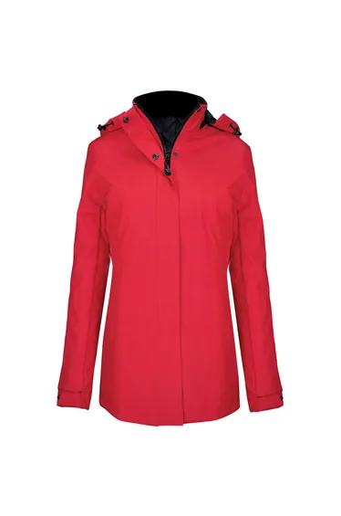 Kariban Womens/Ladies Hooded Parka Jacket - Red