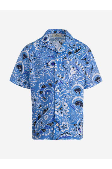 Boys Floral Paisley Shirt in Blue