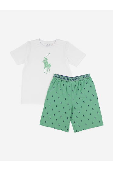 Ralph Lauren Boys Logo Short Pyjama Set in Green