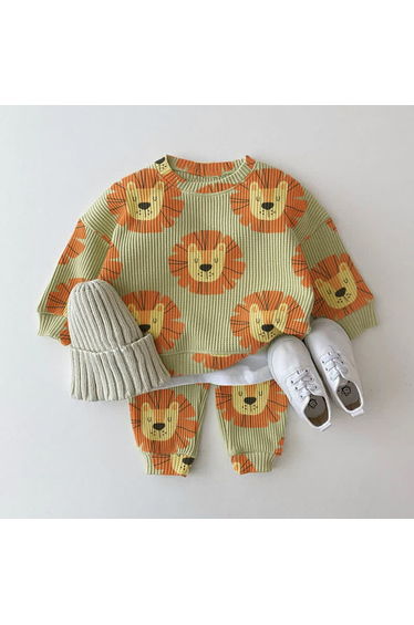 Baby Toddler Lion Green Waffle 2-piece Set