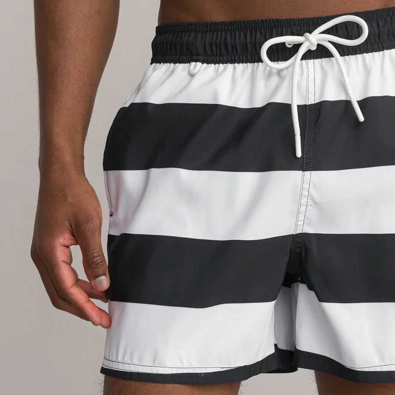 Recycled Bermuda Swim Shorts in Striped Print - 2