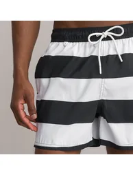 Recycled Bermuda Swim Shorts in Striped Print - 2