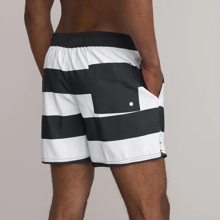 Recycled Bermuda Swim Shorts in Striped Print - 1