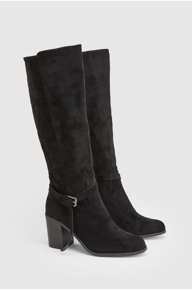 Katri Faux Suede Block Heel Knee Boots