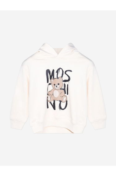 Kids Teddy Bear Logo Hoodie in Ivory