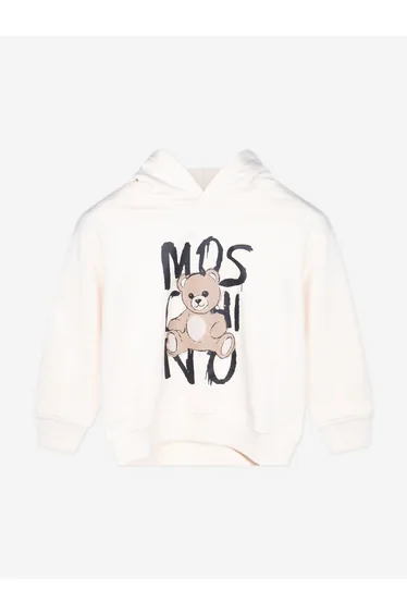 Kids Teddy Bear Logo Hoodie in Ivory