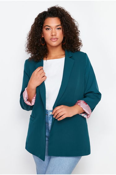 Green Woven Plus Size Jacket