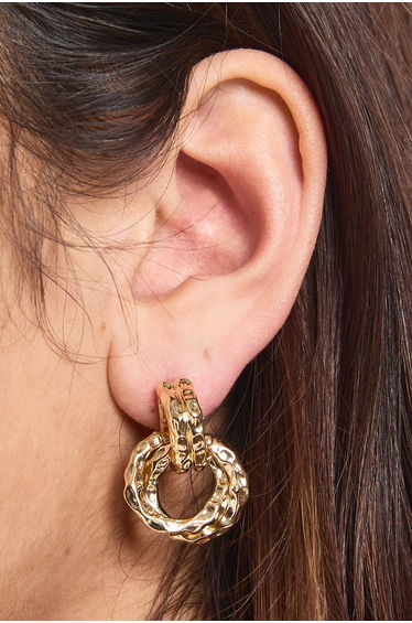 Hammered Gold Door Knocker Earrings - gold