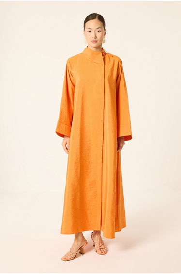 ASYMMETRICAL COLLAR CUPRA DRESS