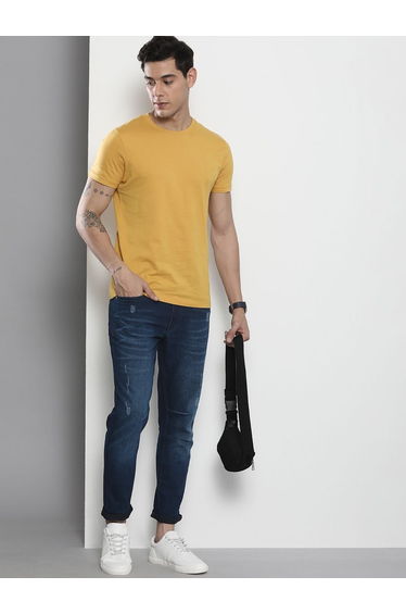 Men Carrot Fit Solid Jeans