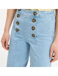 Wide Leg Sailor Jeans with High Waist - 2