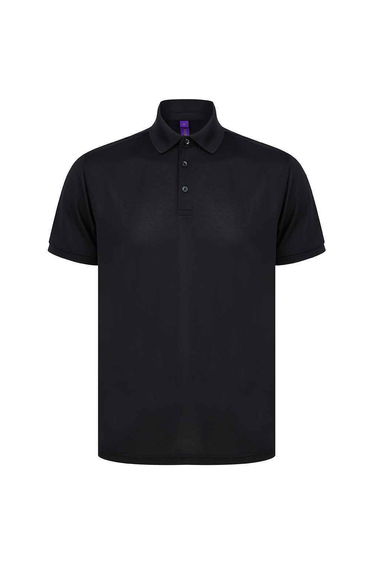 Henbury Mens Piqu Polo Shirt - Black