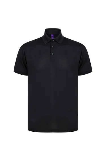 Henbury Mens Piqu Polo Shirt - Black