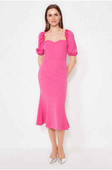 Pink A-Line Midaxi Dress