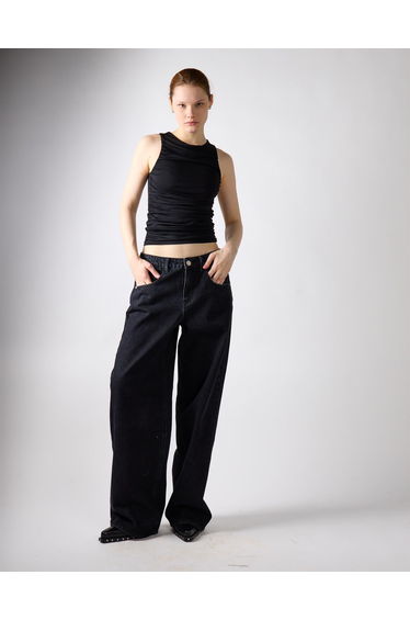 Black Ruched Vest Top