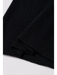 Embroidered Eyelet Bowknot Ribbed Knit Top in Black - 8