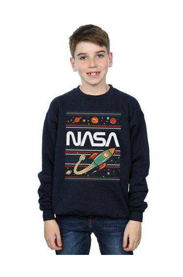 NASA Boys Fair Isle Sweatshirt - Navy Blue