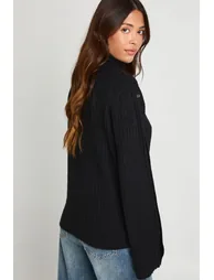 Super Soft Button Sleeve Detail High Neck Knitted Jumper - 1