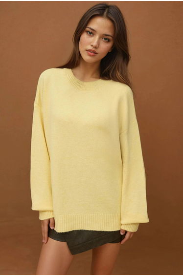 Thick Knit Crew Neck Long Sweater