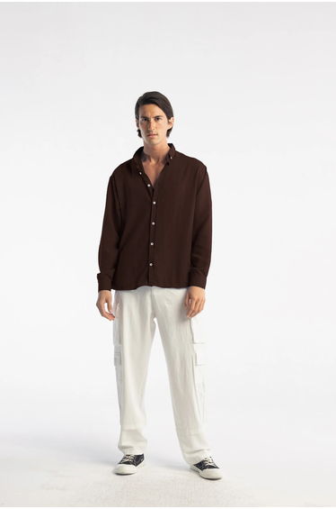 GIESTO Oversized Button-Up Long Sleeve Shirt