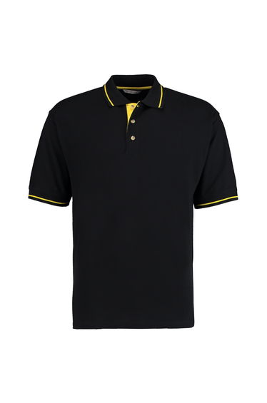 Kustom Kit Mens St. Mellion Mens Short Sleeve Polo Shirt - Black/Yellow