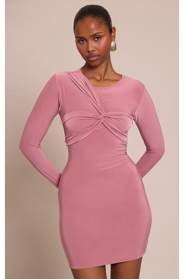 Mauve Twist Bust Mini Dress