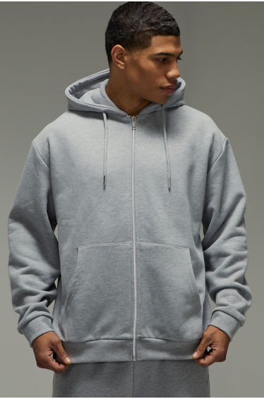 MAN Active Premium Oversized Zip Through Hoodie - grey