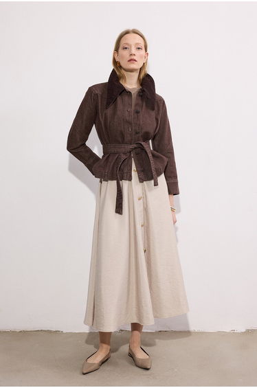 GOLD BUTTONED CUPRA SKIRT