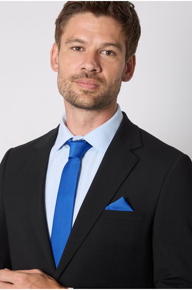 Deep Blue Plain Tie and Pocket Square